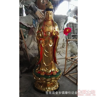 緣仕達(dá)工藝品廠 專業(yè)定制木雕佛像西方三圣彩繪座像，打造信仰藝術(shù)的精品